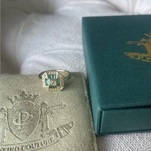 PINEIRO COUTURE CZ collection Simul Emerald Stainless Steel Adjustable Ring